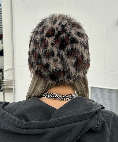 XU（エックスユー）の「【XU】mohair leopard beanie / 【エックスユー】モヘアファーレオパードニット帽子（ニットキャップ/ビーニー・メンズ・アイボリー/ブラウン・ONE SIZE）」の13枚目の写真