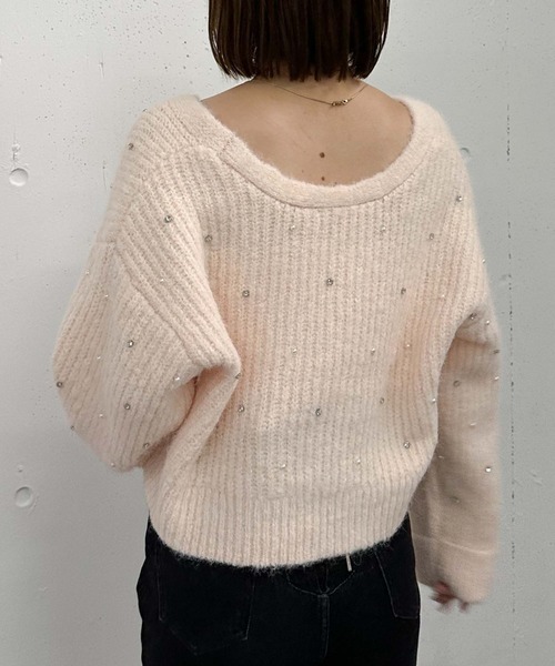 archives（アルシーヴ）の「ビジューパールニットカーディガン（カーディガン/ボレロ・レディース・ブラック/オフホワイト/グレー/ピンク・MEDIUM）」の9枚目の写真