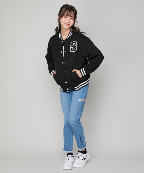 SISTER JENNI(SISTER JENNI)の「【あったか】裏起毛スウェットスタジャン(スタジャン・キッズ・ブラック/サックスブルー・140cm/150cm/130cm/160cm)」の4枚目の写真