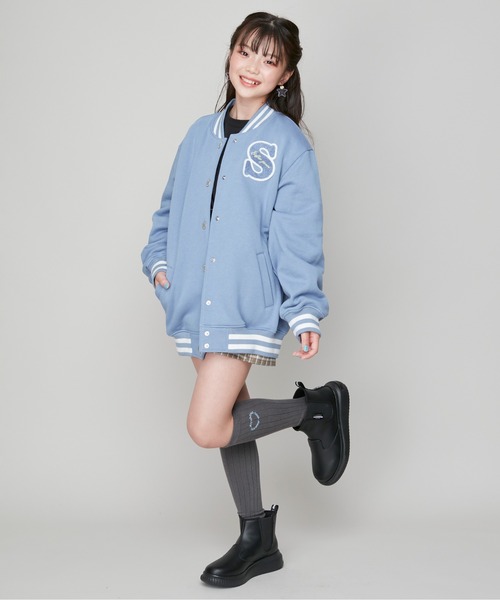 SISTER JENNI(SISTER JENNI)の「【あったか】裏起毛スウェットスタジャン(スタジャン・キッズ・ブラック/サックスブルー・140cm/150cm/130cm/160cm)」の8枚目の写真