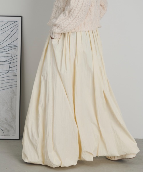 Libra Cue（リブラ キュー）の「バルーンロングスカート（スカート・レディース・ブラック/アイボリー/モカ・FREE）」の5枚目の写真