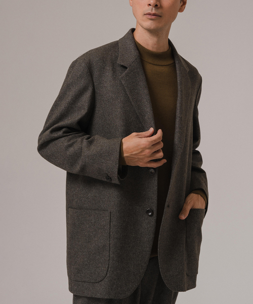 EDIFICE（エディフィス）の「LA BOUCLE (ラブークル)TOP FLANNEL 2B ジャケット（テーラードジャケット・メンズ・グレー/カーキ・2/3）」の6枚目の写真