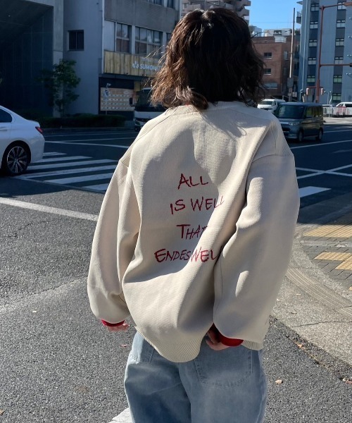 gossara（ゴサラ）の「手書き風ロゴニットPO（ニット/セーター・レディース・グレー/ネイビー/アイボリー・FREE）」の2枚目の写真