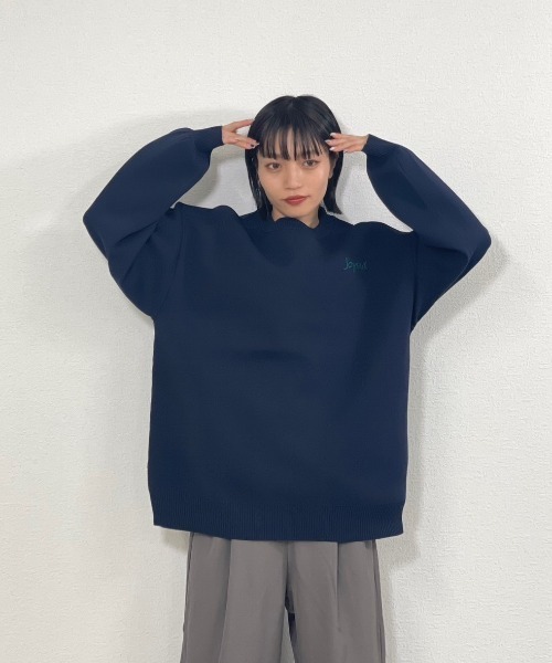 gossara（ゴサラ）の「手書き風ロゴニットPO（ニット/セーター・レディース・グレー/ネイビー/アイボリー・FREE）」の10枚目の写真