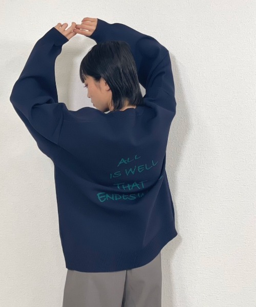 gossara（ゴサラ）の「手書き風ロゴニットPO（ニット/セーター・レディース・グレー/ネイビー/アイボリー・FREE）」の11枚目の写真