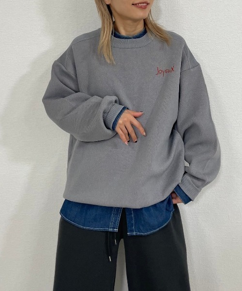 gossara（ゴサラ）の「手書き風ロゴニットPO（ニット/セーター・レディース・グレー/ネイビー/アイボリー・FREE）」の7枚目の写真