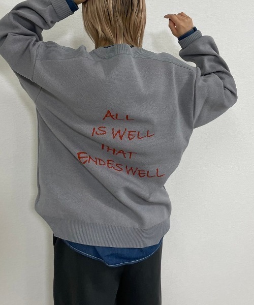 gossara（ゴサラ）の「手書き風ロゴニットPO（ニット/セーター・レディース・グレー/ネイビー/アイボリー・FREE）」の8枚目の写真