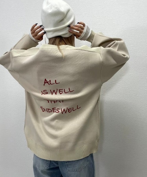 gossara（ゴサラ）の「手書き風ロゴニットPO（ニット/セーター・レディース・グレー/ネイビー/アイボリー・FREE）」の4枚目の写真