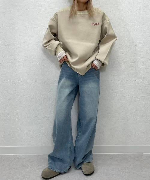 gossara（ゴサラ）の「手書き風ロゴニットPO（ニット/セーター・レディース・グレー/ネイビー/アイボリー・FREE）」の6枚目の写真