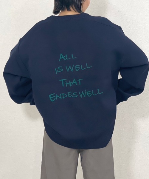 gossara（ゴサラ）の「手書き風ロゴニットPO（ニット/セーター・レディース・グレー/ネイビー/アイボリー・FREE）」の14枚目の写真