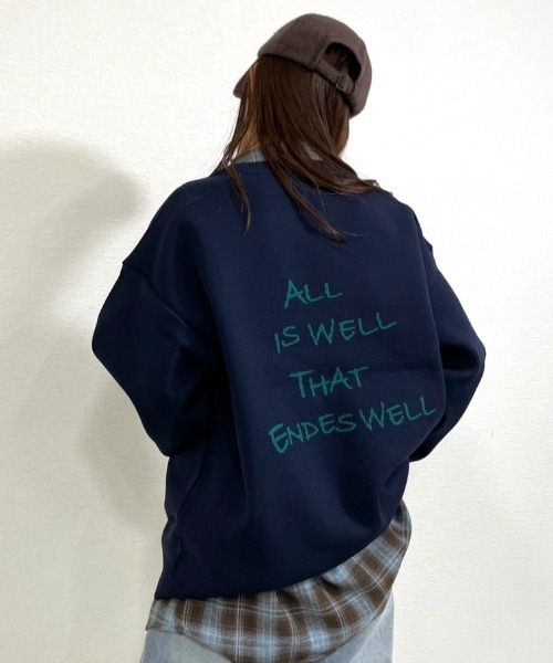 gossara（ゴサラ）の「手書き風ロゴニットPO（ニット/セーター・レディース・グレー/ネイビー/アイボリー・FREE）」の17枚目の写真