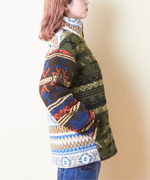 CUBE SUGAR（キューブシュガー）の「総柄ボアジップアップスタンドカラージャケット（ブルゾン・レディース・ベージュ/マルチ/カーキ/ブラウン・M）」の21枚目の写真