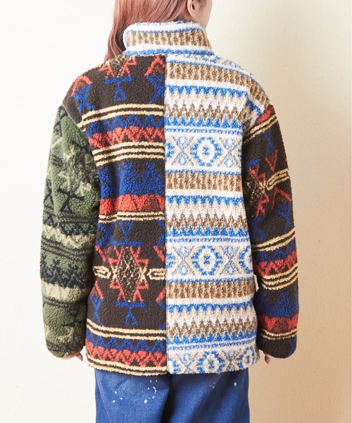 CUBE SUGAR（キューブシュガー）の「総柄ボアジップアップスタンドカラージャケット（ブルゾン・レディース・ベージュ/マルチ/カーキ/ブラウン・M）」の22枚目の写真