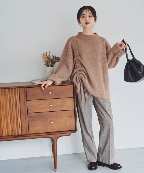 mil(ミル)の「【150㎝前後の小柄さんサイズ】ヘリンボーン柄 ストレートパンツ(その他パンツ・レディース・ブラウン/グレイッシュベージュ・M-Regular/S-Regular/M-Short/S-Short)」の7枚目の写真