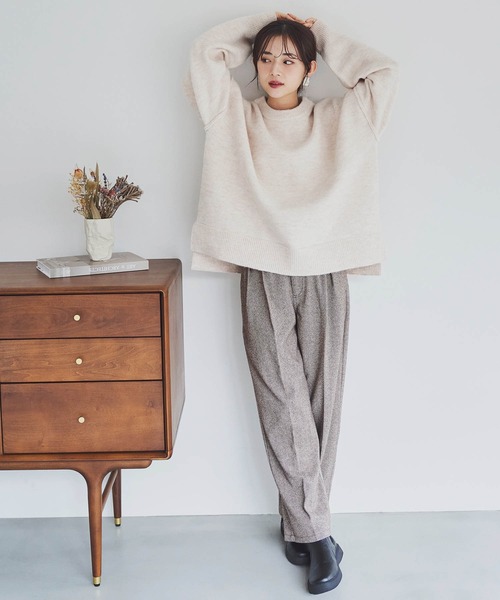 mil(ミル)の「【150㎝前後の小柄さんサイズ】ヘリンボーン柄 ストレートパンツ(その他パンツ・レディース・ブラウン/グレイッシュベージュ・M-Regular/S-Regular/M-Short/S-Short)」の8枚目の写真
