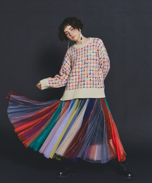 manana suerte（マニャーナスエルテ）の「ボリュームストライプチュールスカート（スカート・レディース・マルチ/ブラック×ホワイト・FREE）」の15枚目の写真