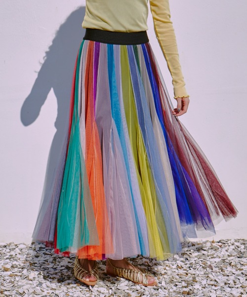 manana suerte（マニャーナスエルテ）の「ボリュームストライプチュールスカート（スカート・レディース・マルチ/ブラック×ホワイト・FREE）」の22枚目の写真