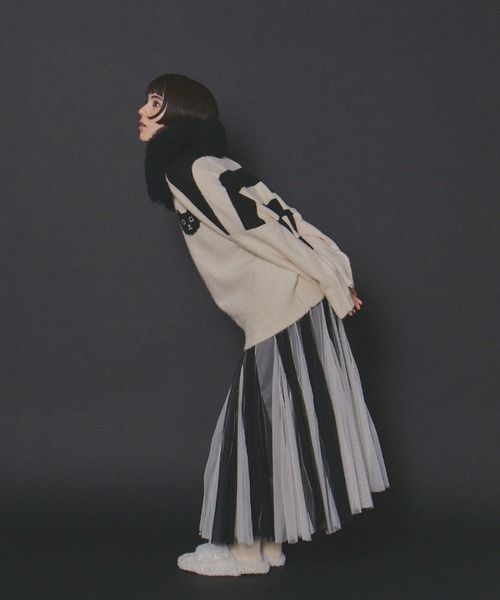 ボリュームストライプチュールスカート（スカート）｜manana suerte