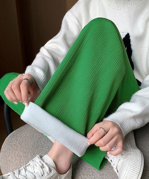 Miniministore(ミニミニストア)の「裏起毛ストレートパンツ暖かい レディース(スラックス・レディース・グレー/キャメル/アイボリー/ブラック/グリーン・M/L/XL)」の5枚目の写真