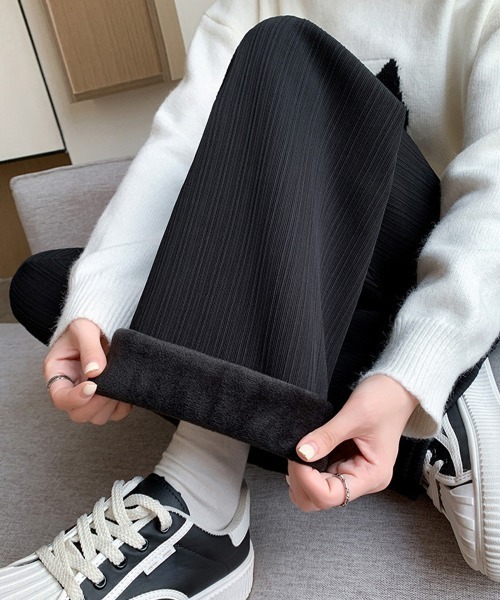 Miniministore(ミニミニストア)の「裏起毛ストレートパンツ暖かい レディース(スラックス・レディース・グレー/キャメル/アイボリー/ブラック/グリーン・M/L/XL)」の1枚目の写真