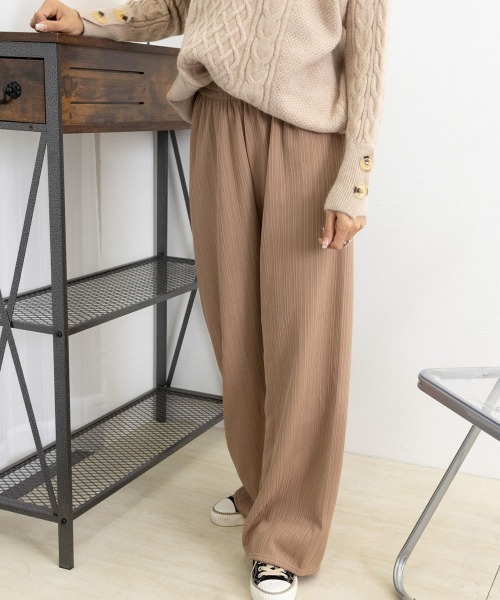 Miniministore(ミニミニストア)の「裏起毛ストレートパンツ暖かい レディース(スラックス・レディース・グレー/キャメル/アイボリー/ブラック/グリーン・M/L/XL)」の16枚目の写真