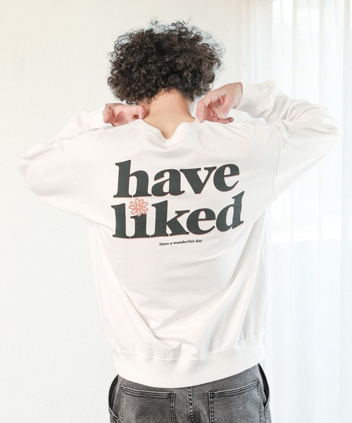 BAYFLOW（ベイフロー）の「フラワーバックプリント長袖Ｔシャツ（スウェット・メンズ・ライトパープル/カーキ/オフホワイト/チャコールグレー・MEDIUM/LARGE）」の2枚目の写真