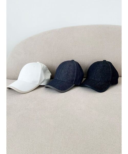 MERCURYDUO（マーキュリーデュオ）の「デニム配色パイピングキャップ（キャップ・レディース・インディゴブルー/オフホワイト/ブラック・FREE）」の9枚目の写真