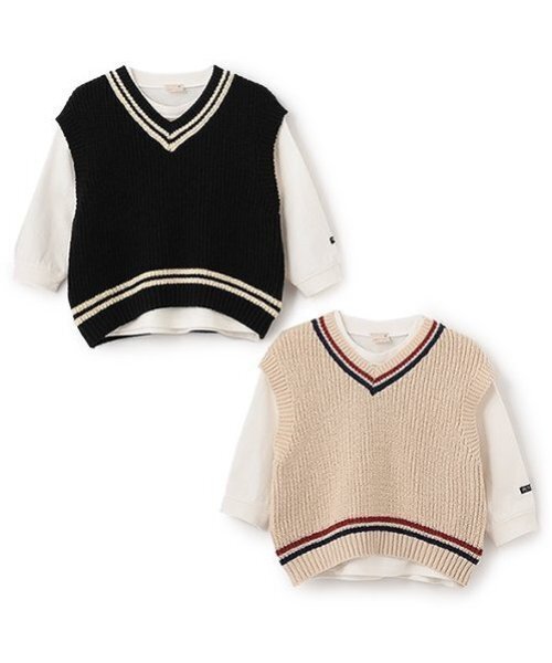 petit main(プティマイン)の「ニットベストセットTシャツ(ベスト・キッズ・ブラック/アイボリー・120cm/90cm/100cm/80cm/110cm/130cm)」の12枚目の写真