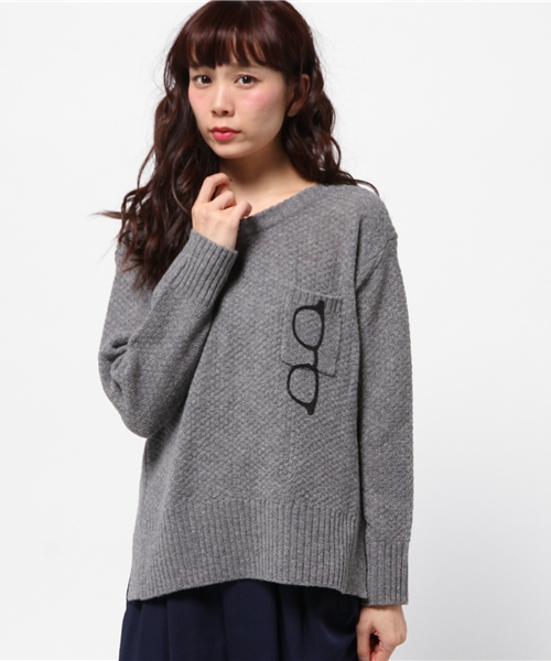 ROSE BUD(ローズバッド)の「LK-152104 PRINT POCKET WIDE P/O(ニット/セーター・レディース・ブラック/ミックスグレー/ブラウン・ONE SIZE)」の2枚目の写真
