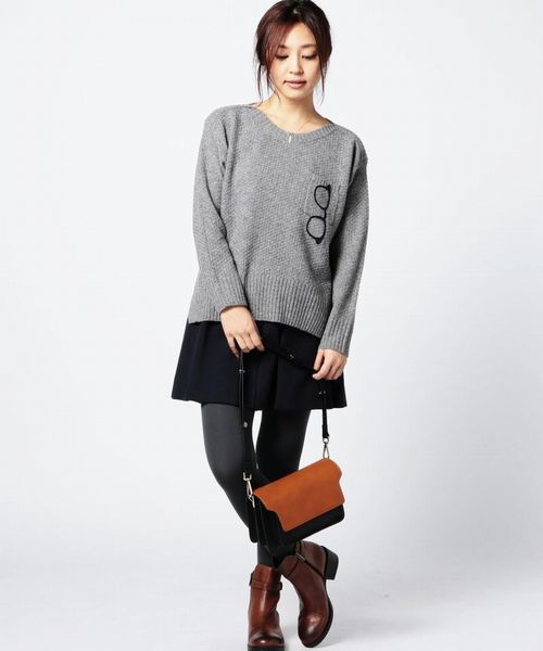 ROSE BUD(ローズバッド)の「LK-152104 PRINT POCKET WIDE P/O(ニット/セーター・レディース・ブラック/ミックスグレー/ブラウン・ONE SIZE)」の14枚目の写真