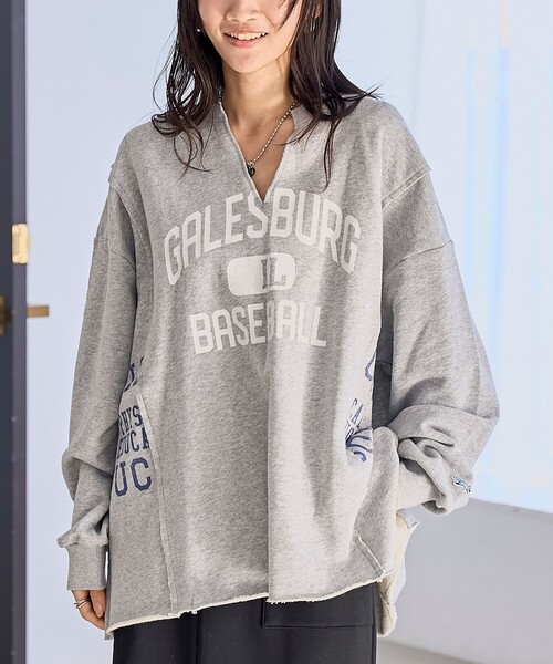PENNEYS(ぺニーズ)の「Penneys(ぺニーズ)別注 リメイク風裏毛スウェットプルオーバー(スウェット・レディース・グレー/ナチュラル/ネイビー・FREE)」の2枚目の写真