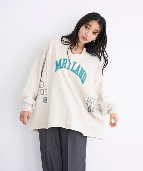 PENNEYS(ぺニーズ)の「Penneys(ぺニーズ)別注 リメイク風裏毛スウェットプルオーバー(スウェット・レディース・グレー/ナチュラル/ネイビー・FREE)」の19枚目の写真