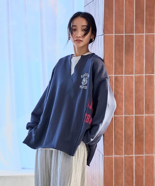 PENNEYS(ぺニーズ)の「Penneys(ぺニーズ)別注 リメイク風裏毛スウェットプルオーバー(スウェット・レディース・グレー/ナチュラル/ネイビー・FREE)」の22枚目の写真