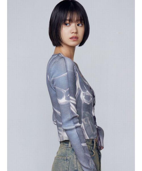 EMODA（エモダ）の「レースアッププリントリブニット（ニット/セーター・レディース・ブラック/その他/その他1・FREE）」の5枚目の写真