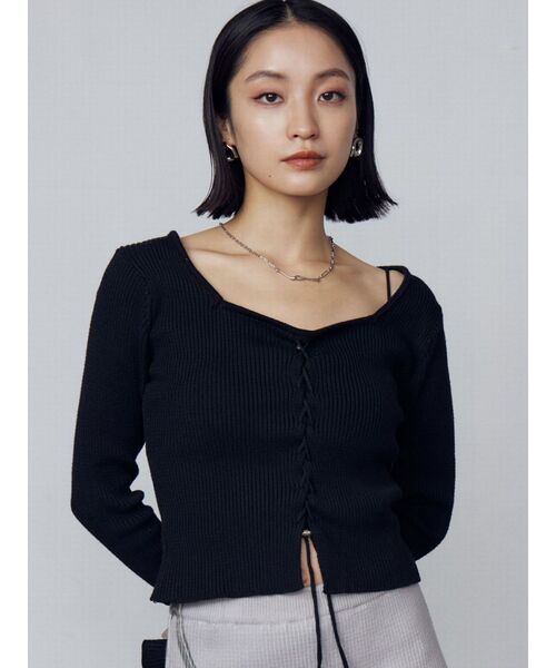 EMODA（エモダ）の「レースアッププリントリブニット（ニット/セーター・レディース・ブラック/その他/その他1・FREE）」の10枚目の写真