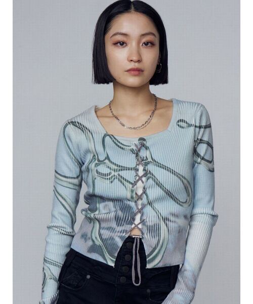 EMODA（エモダ）の「レースアッププリントリブニット（ニット/セーター・レディース・ブラック/その他/その他1・FREE）」の18枚目の写真