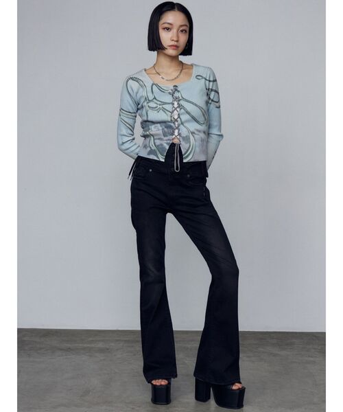 EMODA（エモダ）の「レースアッププリントリブニット（ニット/セーター・レディース・ブラック/その他/その他1・FREE）」の21枚目の写真