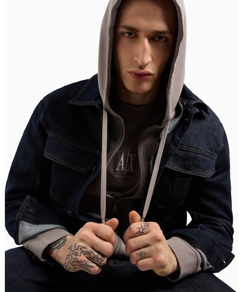 ARMANI EXCHANGE（アルマーニエクスチェンジ）の「【A|X アルマーニ エクスチェンジ】ICON フーデッドジップアップスウェットシャツ（スウェット・メンズ・ホワイト/ブラック/グレイッシュベージュ・XX-LARGE/X-SMALL/X-LARGE/SMALL/MEDIUM/LARGE）」の9枚目の写真