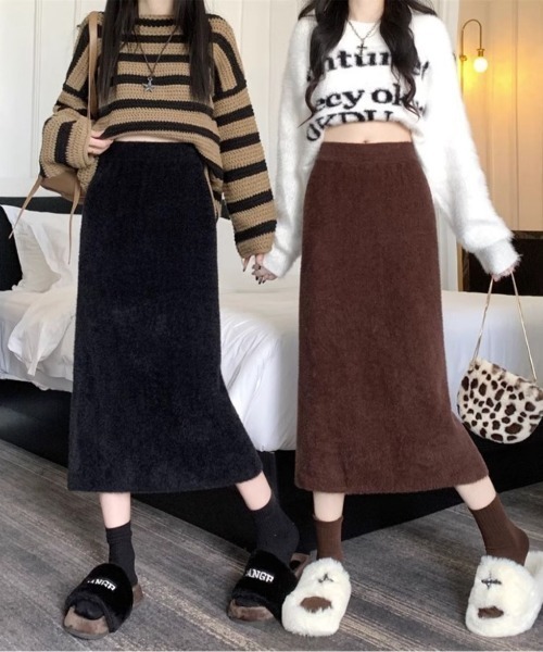 LETee（レティー）の「ニットタイトロングスカート（スカート・レディース・ブラック/ブラウン・FREE）」の12枚目の写真