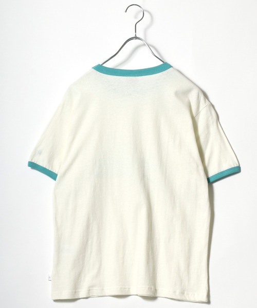 CONVERSE(コンバース)の「CONVERSE White(コンバース ホワイト)スターブランドロゴプリント 綿麻リンガーTシャツ レディース(Tシャツ/カットソー・レディース・オフホワイト/イエロー・M)」の3枚目の写真