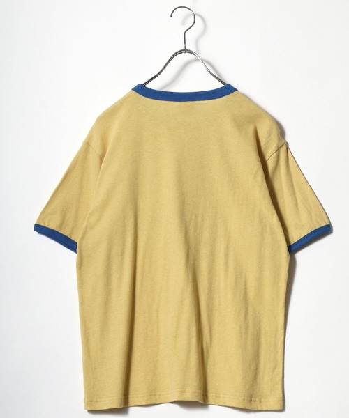 CONVERSE(コンバース)の「CONVERSE White(コンバース ホワイト)スターブランドロゴプリント 綿麻リンガーTシャツ レディース(Tシャツ/カットソー・レディース・オフホワイト/イエロー・M)」の4枚目の写真