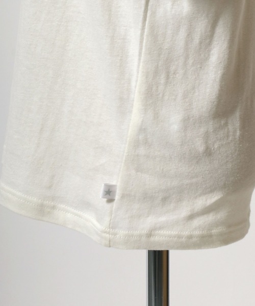 CONVERSE(コンバース)の「CONVERSE White(コンバース ホワイト)スターブランドロゴプリント 綿麻リンガーTシャツ レディース(Tシャツ/カットソー・レディース・オフホワイト/イエロー・M)」の12枚目の写真