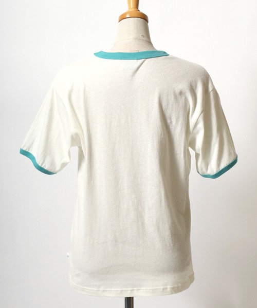 CONVERSE(コンバース)の「CONVERSE White(コンバース ホワイト)スターブランドロゴプリント 綿麻リンガーTシャツ レディース(Tシャツ/カットソー・レディース・オフホワイト/イエロー・M)」の7枚目の写真