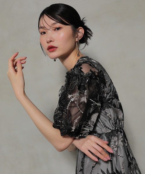 kana ボタニカル 刺繍 レース ワンピース ドレス パーティー 結婚式 M Kana ドレス ボタニカル 刺繍 レース ワンピース パーティー