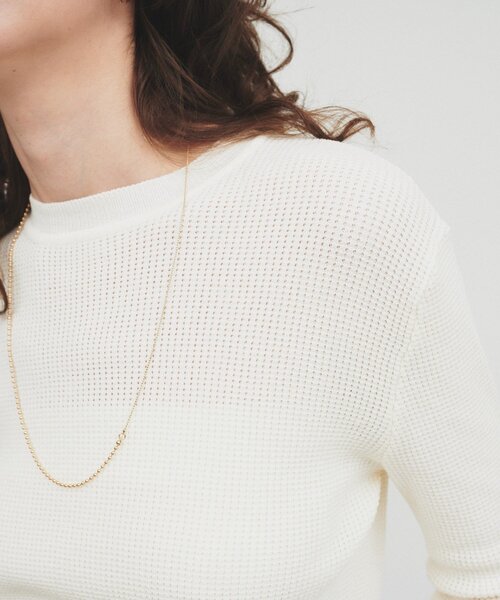 cloenc（クロエンス）の「【手洗い可】サーマルニットプルオーバー（Tシャツ/カットソー・レディース・ブラック/ホワイト/ライトグレー・02）」の6枚目の写真