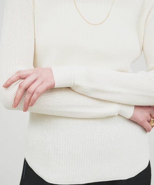 cloenc（クロエンス）の「【手洗い可】サーマルニットプルオーバー（Tシャツ/カットソー・レディース・ブラック/ホワイト/ライトグレー・02）」の7枚目の写真
