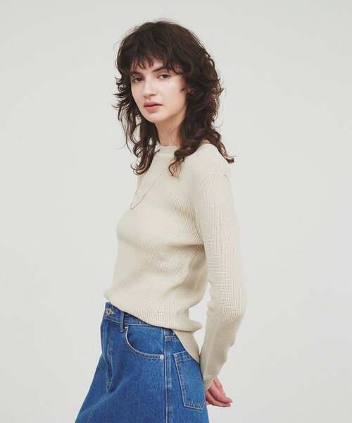 cloenc（クロエンス）の「【手洗い可】サーマルニットプルオーバー（Tシャツ/カットソー・レディース・ブラック/ホワイト/ライトグレー・02）」の9枚目の写真