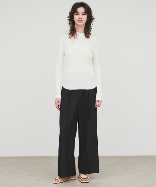 cloenc（クロエンス）の「【手洗い可】サーマルニットプルオーバー（Tシャツ/カットソー・レディース・ブラック/ホワイト/ライトグレー・02）」の2枚目の写真