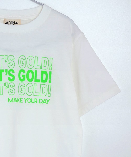 MAKE YOUR DAY（メイクユアデイ）の「GOLDGOLDGOLD半袖Tシャツ■パパサイズ（Tシャツ/カットソー・メンズ・ライム/ブラック・M/L）」の7枚目の写真