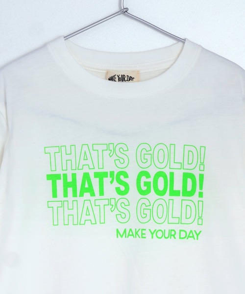MAKE YOUR DAY（メイクユアデイ）の「GOLDGOLDGOLD半袖Tシャツ■パパサイズ（Tシャツ/カットソー・メンズ・ライム/ブラック・M/L）」の6枚目の写真